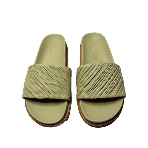 ONCEPT | Athens Ruched Leather Slide Sandal in Green Sustainable 8 - Picture 7 of 12